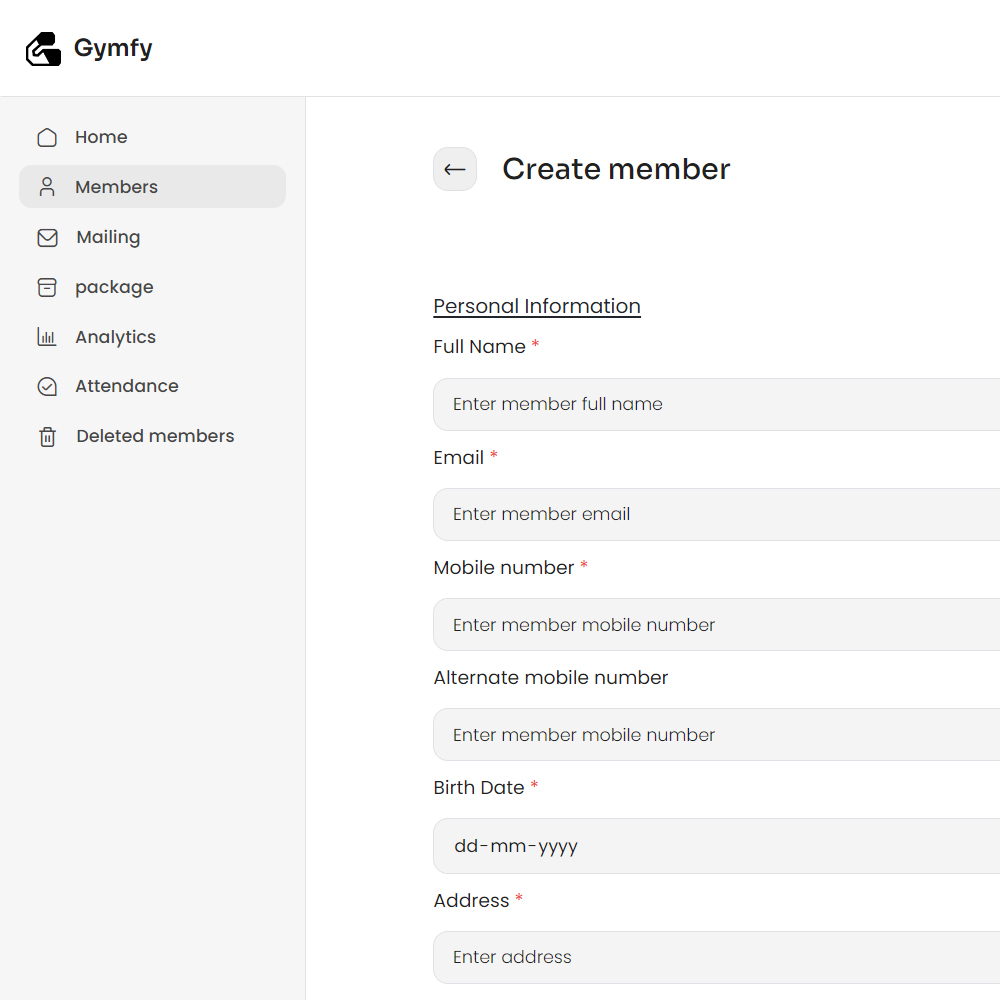 Gymfy - Members Overview