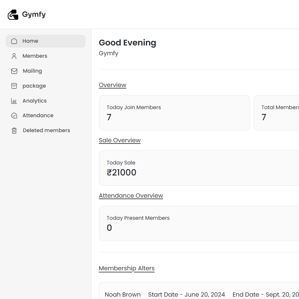 Gymfy - Analytics Overview