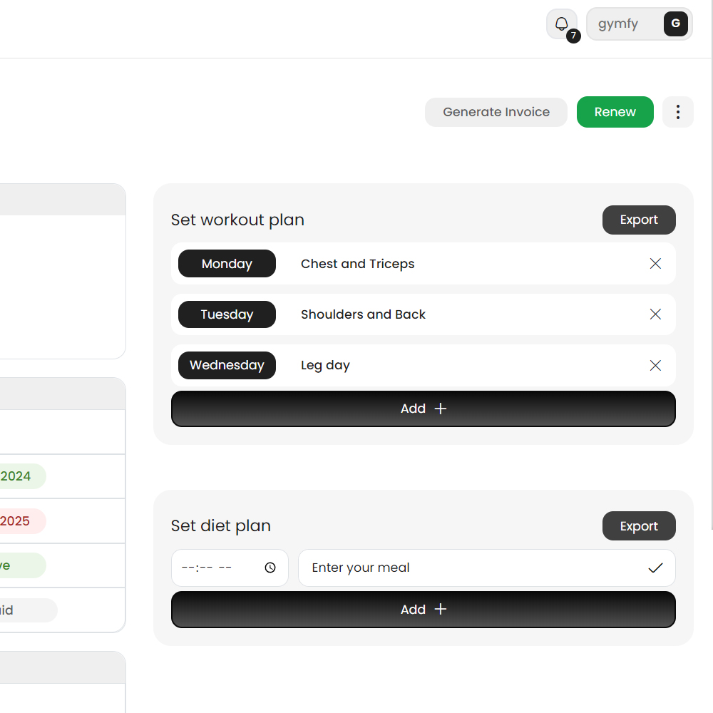 Gymfy - Work out plan Overview