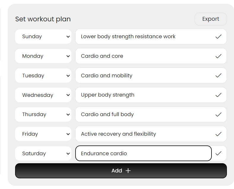 Gymfy - Work out plan Overview